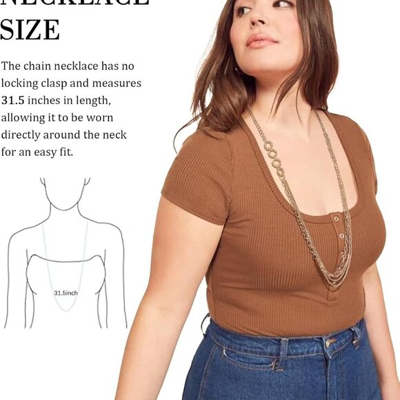 Layered Long Necklaces for Women Crystal Beaded Statement Necklace Sweater Silve - Picture 4 of 5